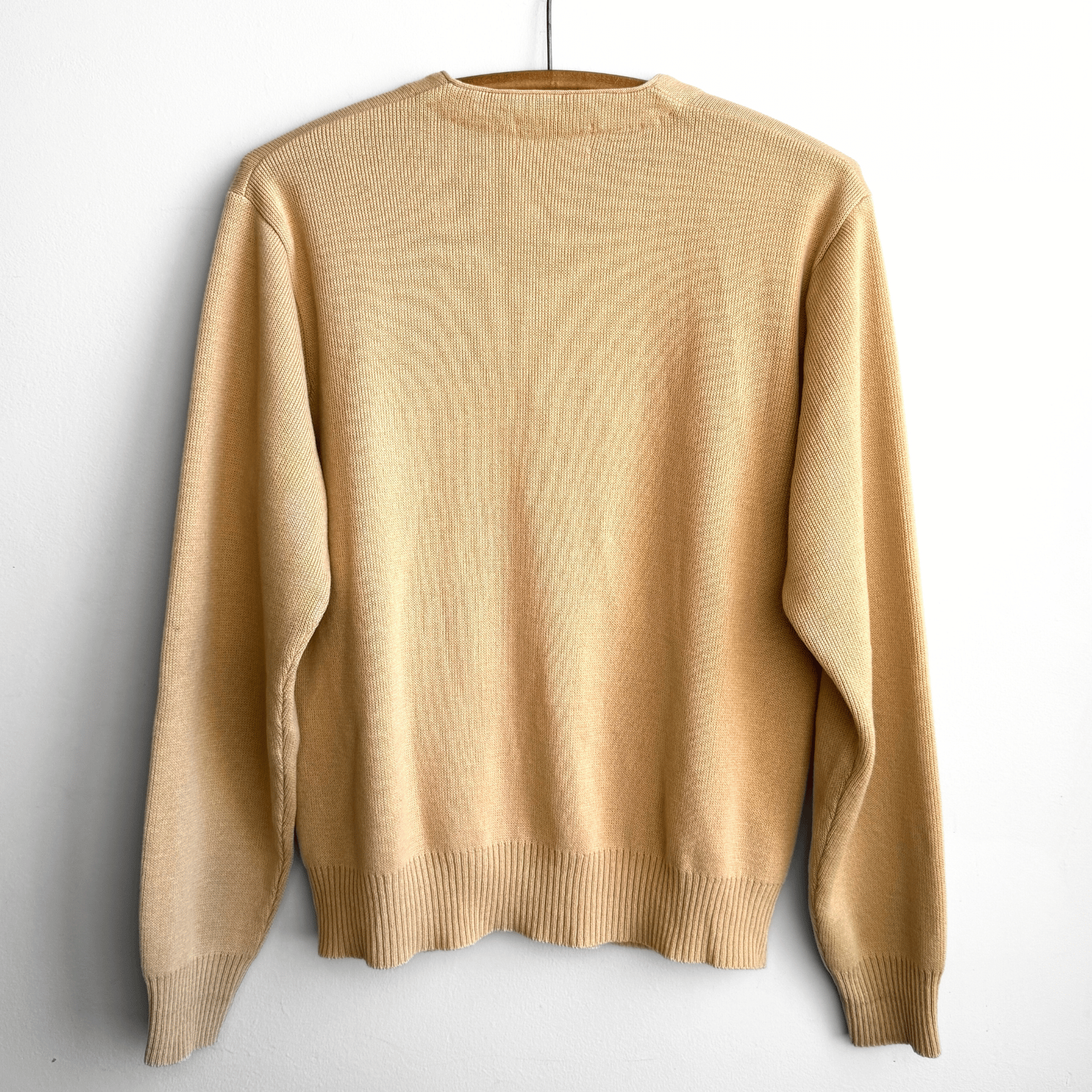 Vintage 1980s Light Tan Acrylic Knit Cardigan  - Shop ThreadCount Vintage Co.