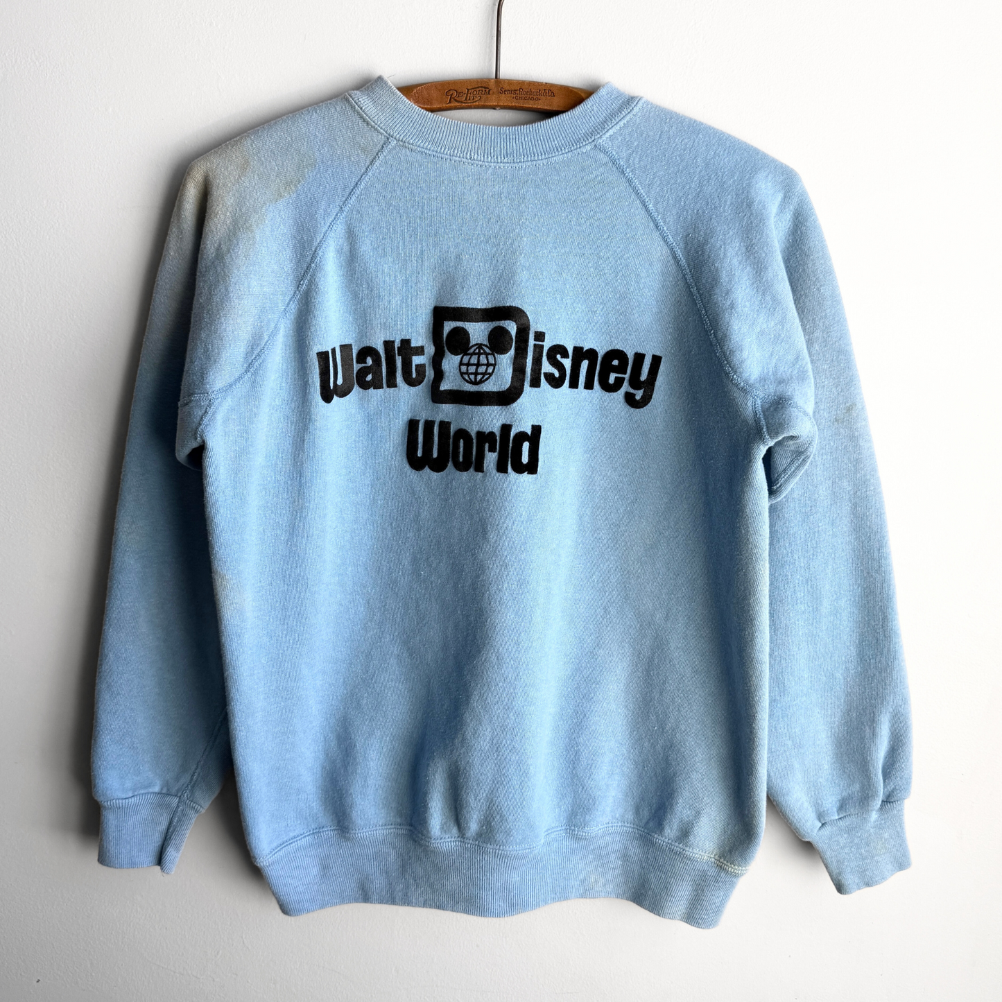 Vintage 1960s Walt Disney World Flock Print Raglan Sweatshirt  - Shop ThreadCount Vintage Co.