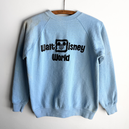 1960s Walt Disney World Flock Print Raglan Sweatshirt  - Shop ThreadCount Vintage Co.