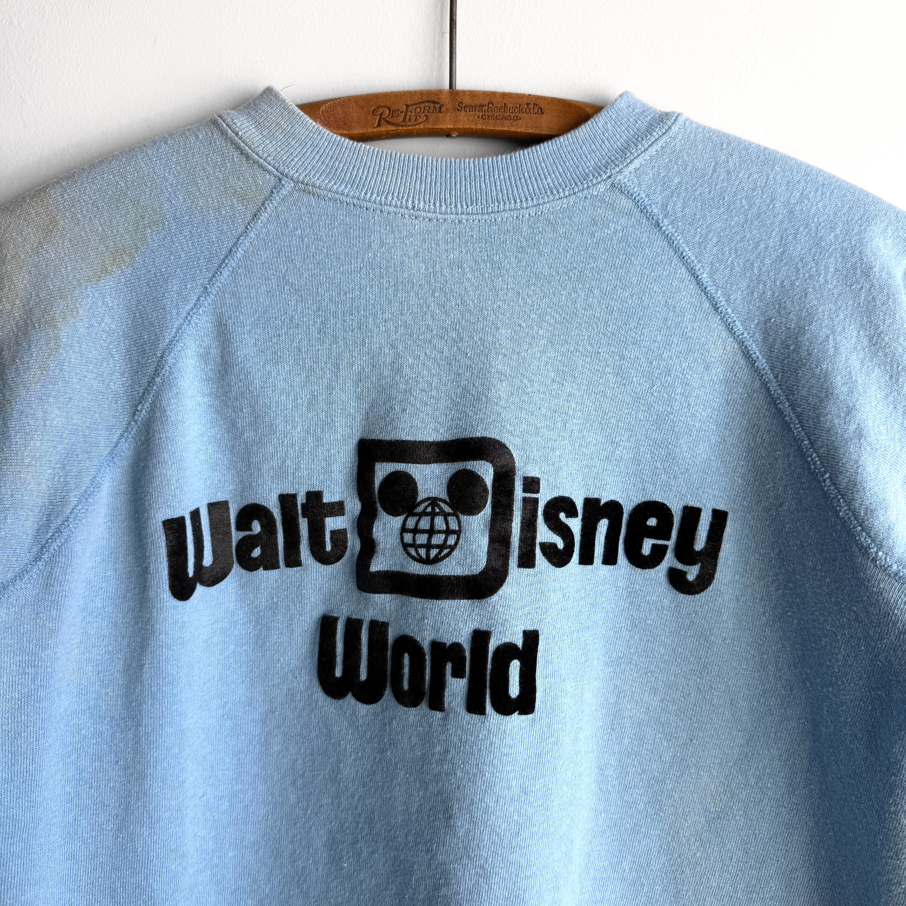 Vintage 1960s Walt Disney World Flock Print Raglan Sweatshirt  - Shop ThreadCount Vintage Co.