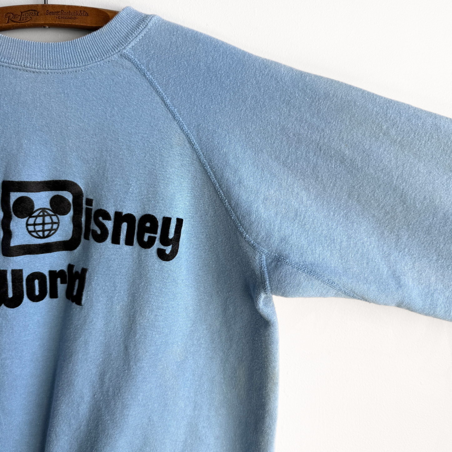 Vintage 1960s Walt Disney World Flock Print Raglan Sweatshirt  - Shop ThreadCount Vintage Co.