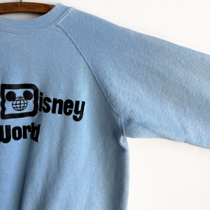 1960s Walt Disney World Flock Print Raglan Sweatshirt  - Shop ThreadCount Vintage Co.