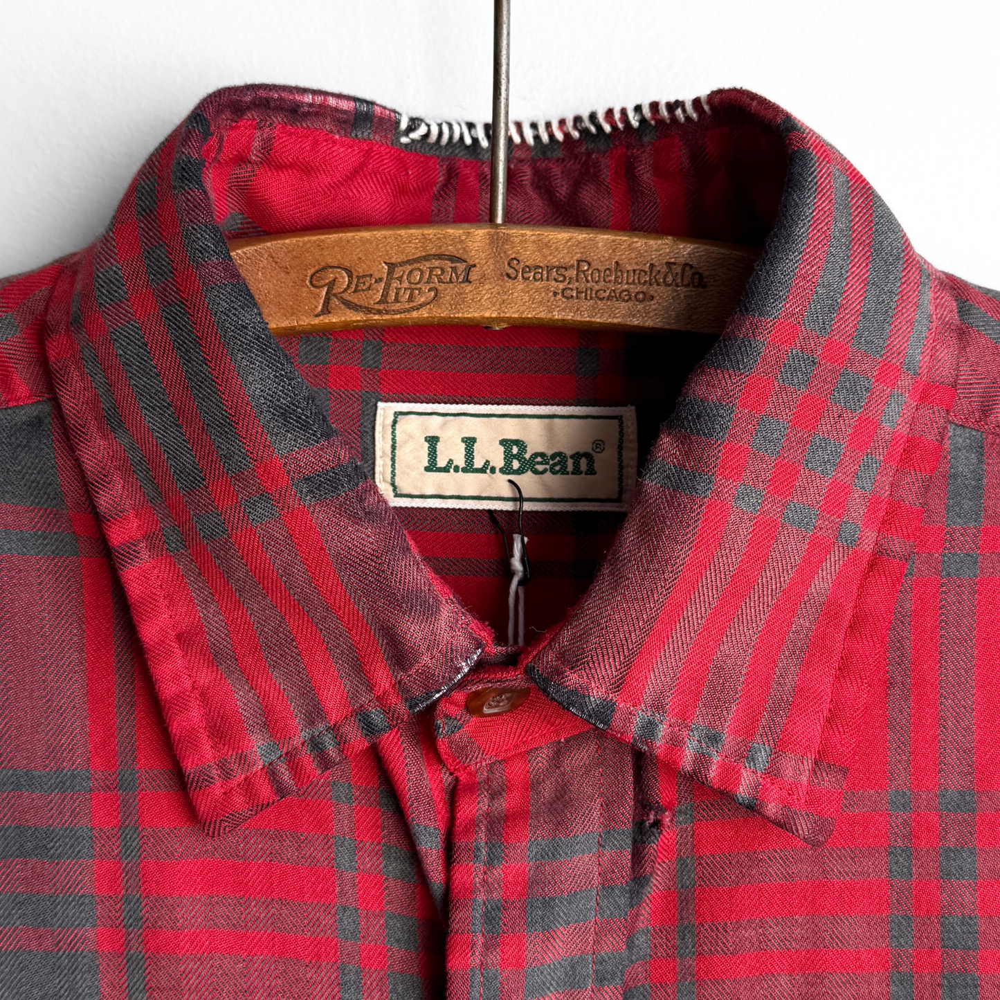 Vintage 1980s Sashiko Stitch Red Plaid Flannel Shirt  - Shop ThreadCount Vintage Co.