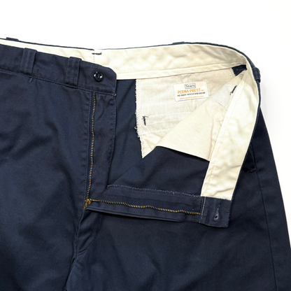1960s Navy Blue Perma-Prest Chino Workwear Pants  - Shop ThreadCount Vintage Co.