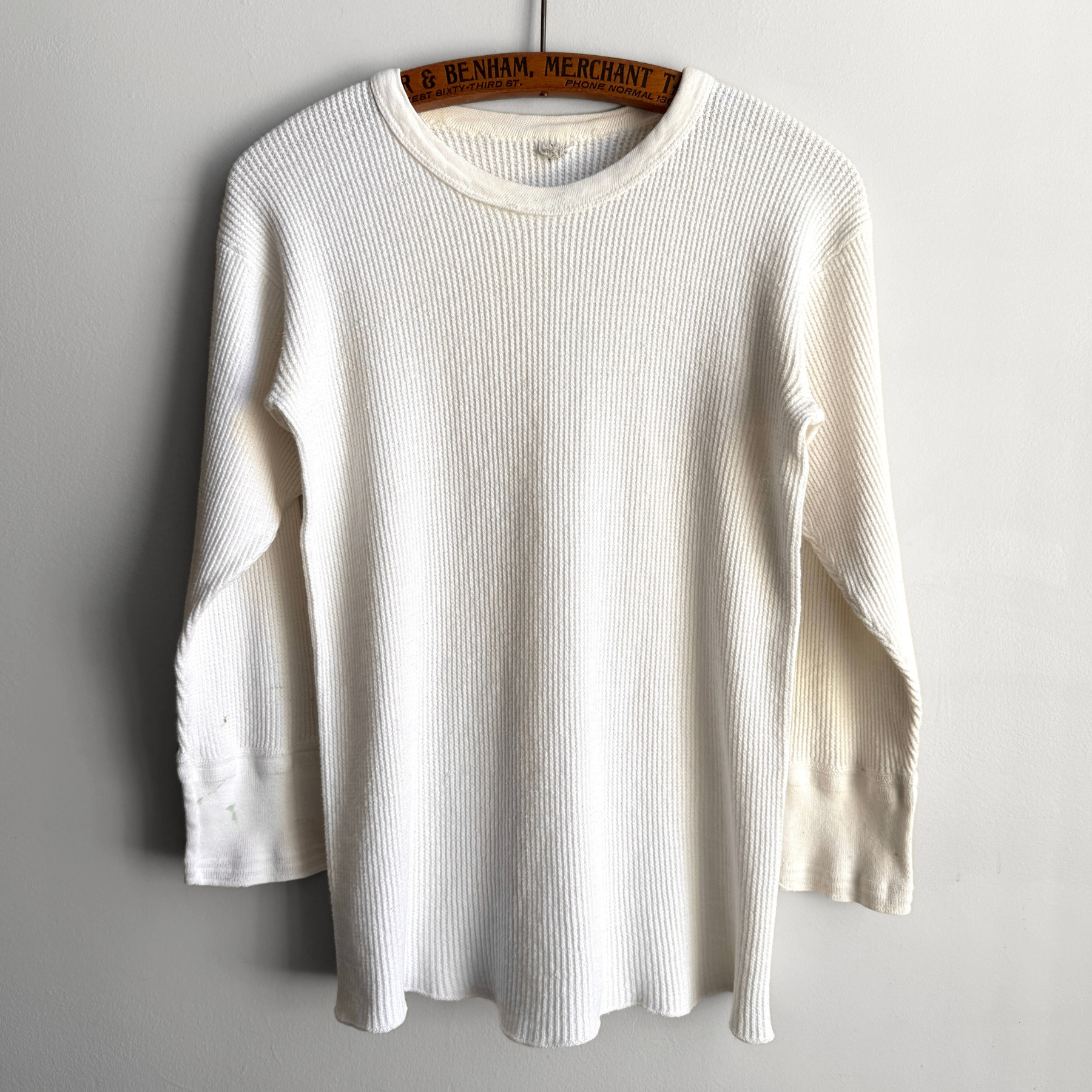 Vintage 1970s White Waffle Knit Thermal Long Sleeve  - Shop ThreadCount Vintage Co.