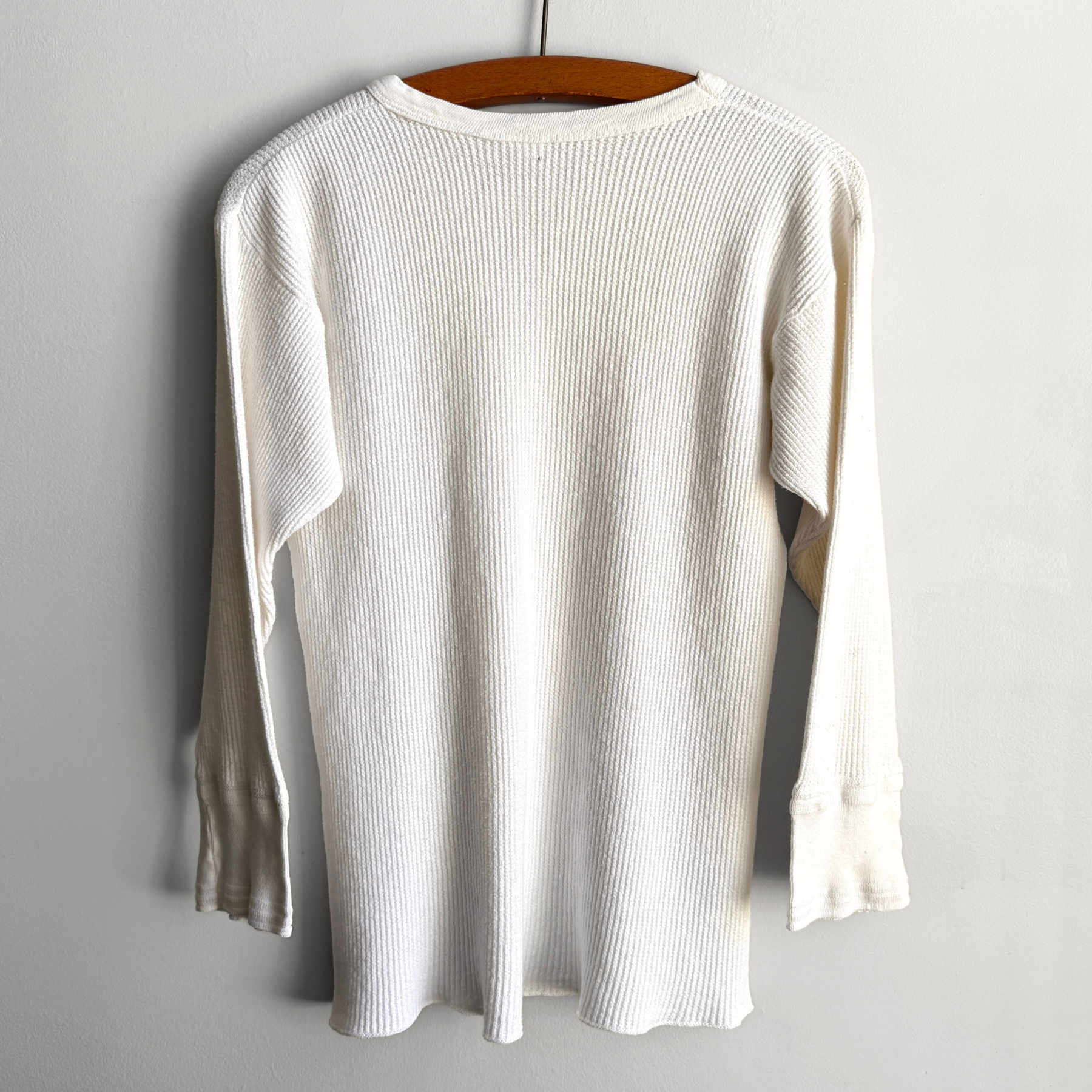 Vintage 1970s White Waffle Knit Thermal Long Sleeve  - Shop ThreadCount Vintage Co.