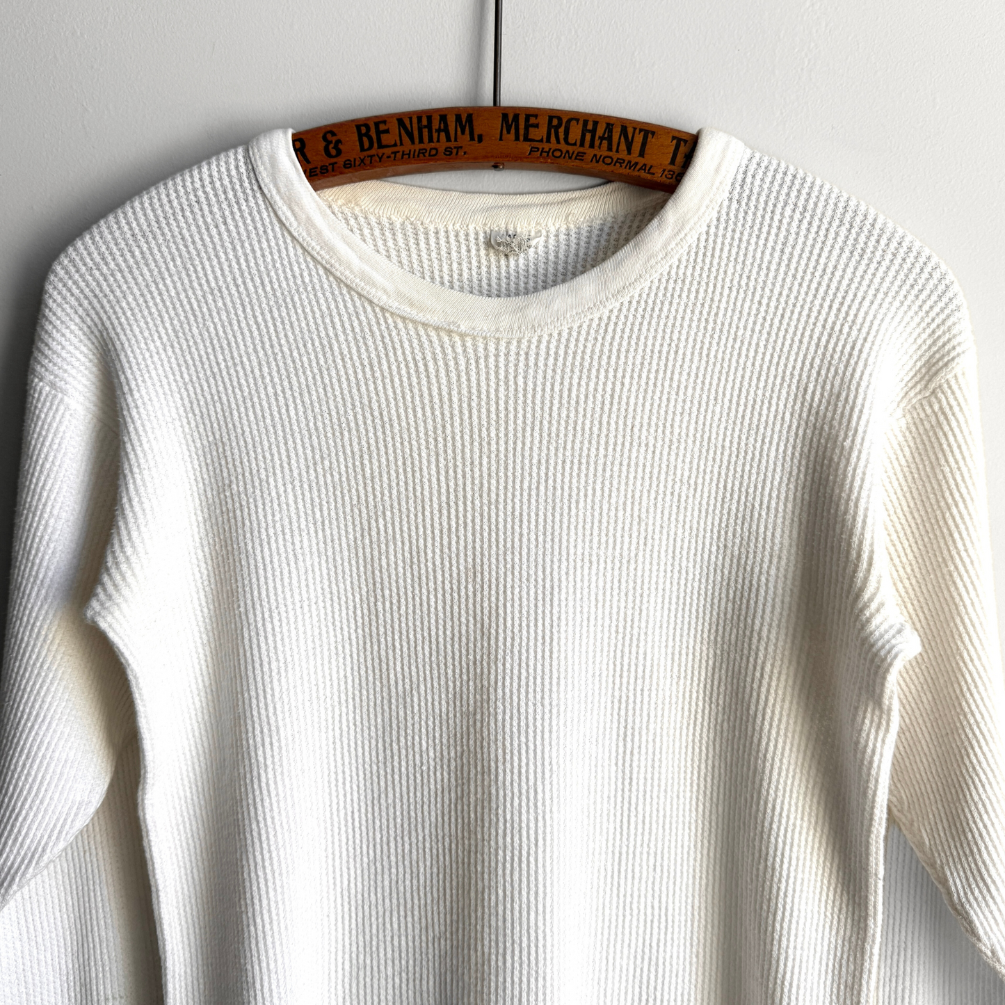 Vintage 1970s White Waffle Knit Thermal Long Sleeve  - Shop ThreadCount Vintage Co.