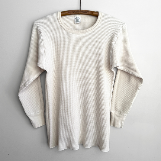 Vintage 1980s White Waffle Knit Thermal Long Sleeve  - Shop ThreadCount Vintage Co.