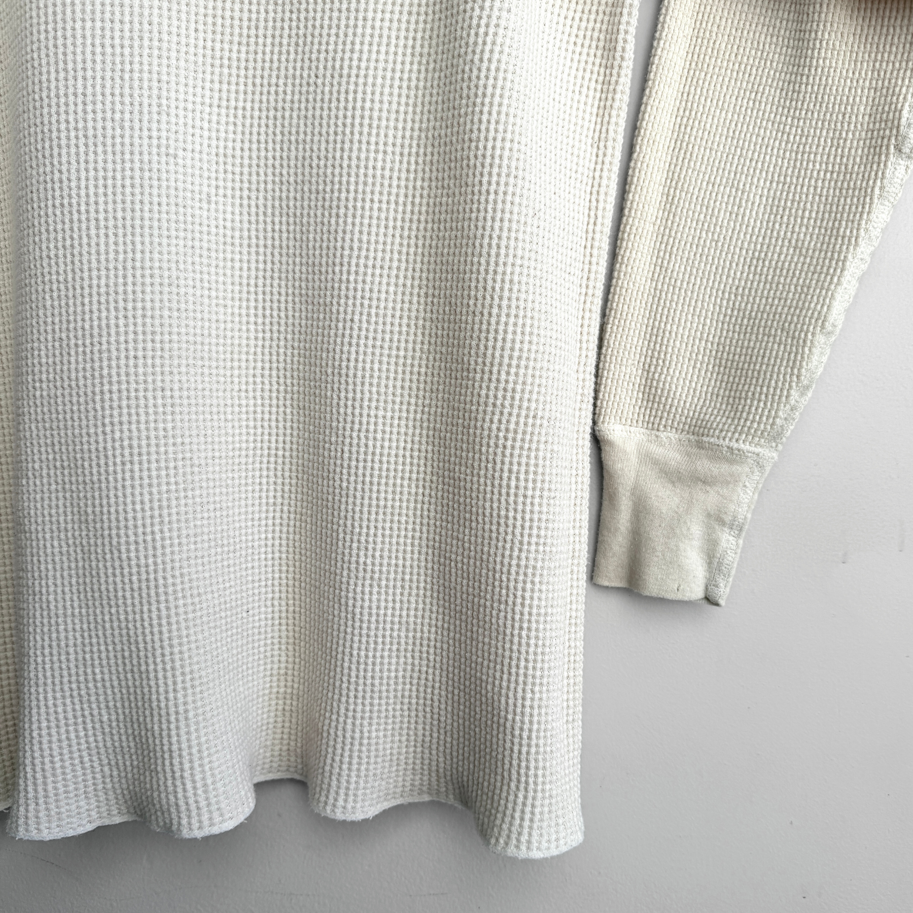 Vintage 1980s White Waffle Knit Thermal Long Sleeve  - Shop ThreadCount Vintage Co.