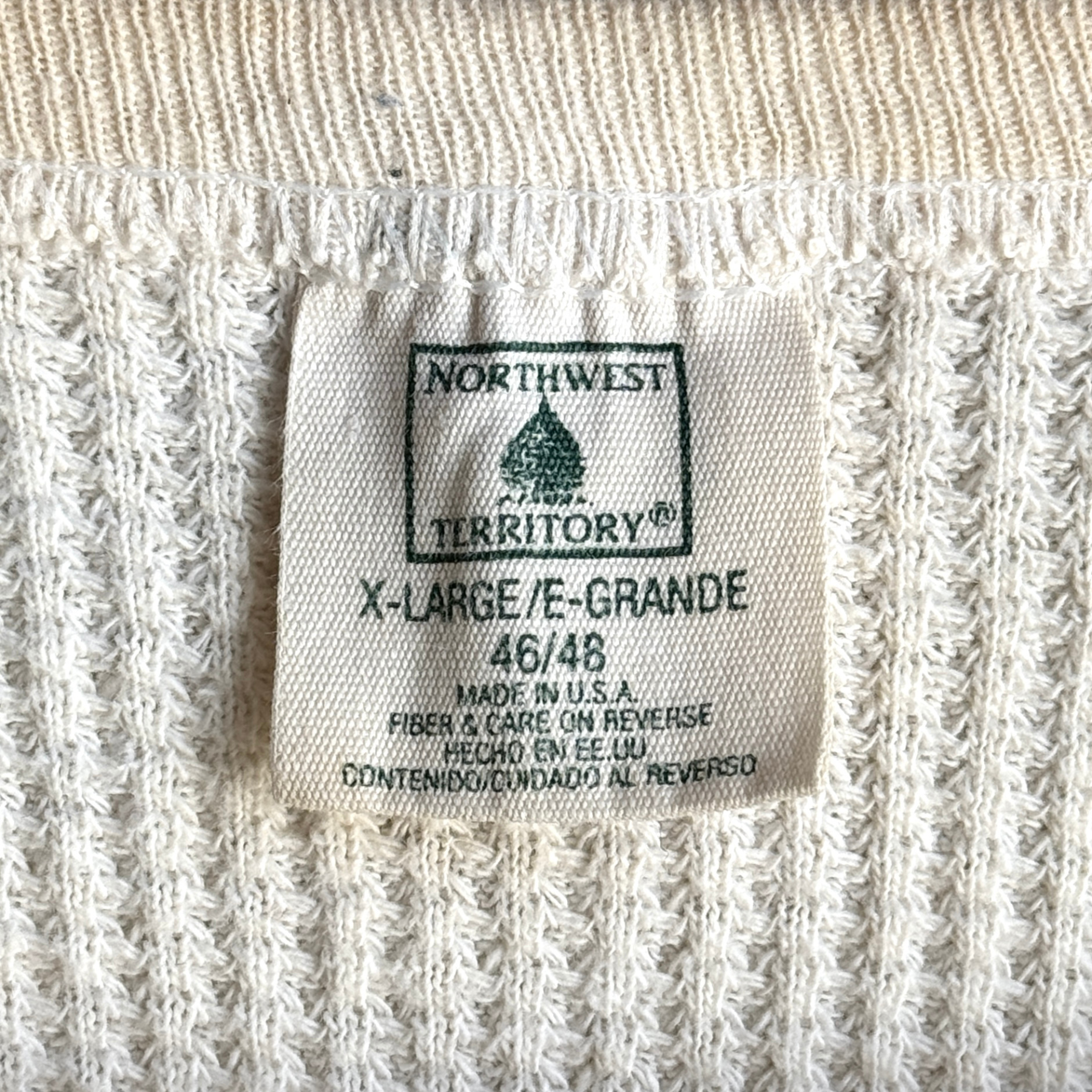 Vintage 1980s White Waffle Knit Thermal Long Sleeve  - Shop ThreadCount Vintage Co.