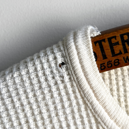 1980s White Waffle Knit Thermal Long Sleeve  - Shop ThreadCount Vintage Co.