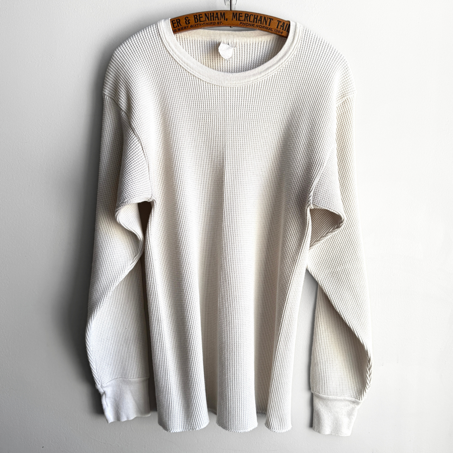 Vintage 1990s White Waffle Knit Thermal Long Sleeve  - Shop ThreadCount Vintage Co.