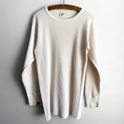 1980s White Waffle Knit Thermal Long Sleeve  - Shop ThreadCount Vintage Co.