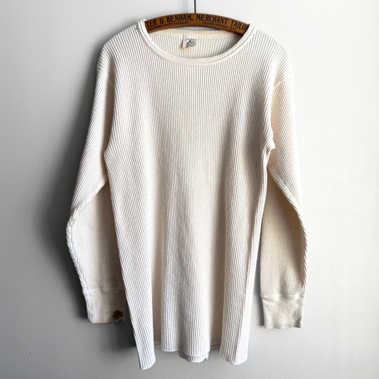 Vintage 1980s White Waffle Knit Thermal Long Sleeve  - Shop ThreadCount Vintage Co.