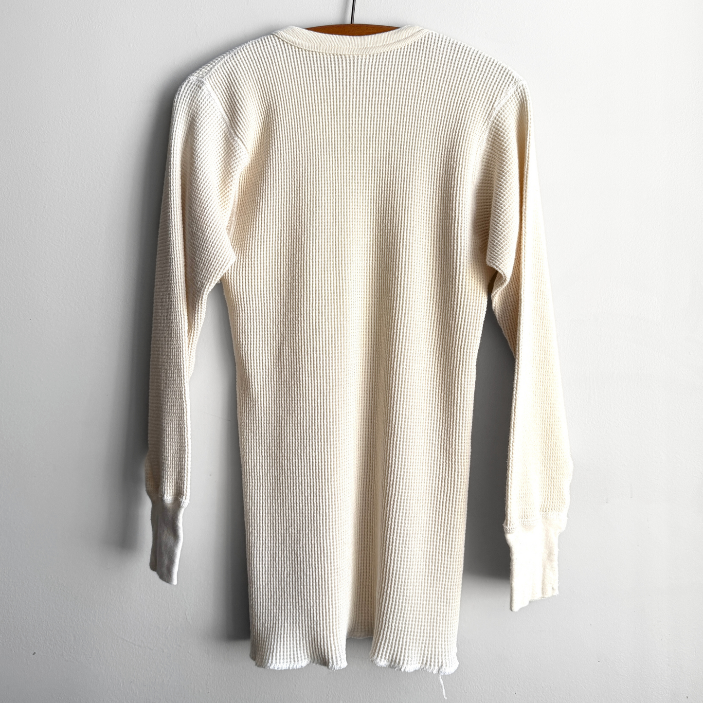 Vintage 1980s Off White Waffle Knit Thermal Long Sleeve  - Shop ThreadCount Vintage Co.