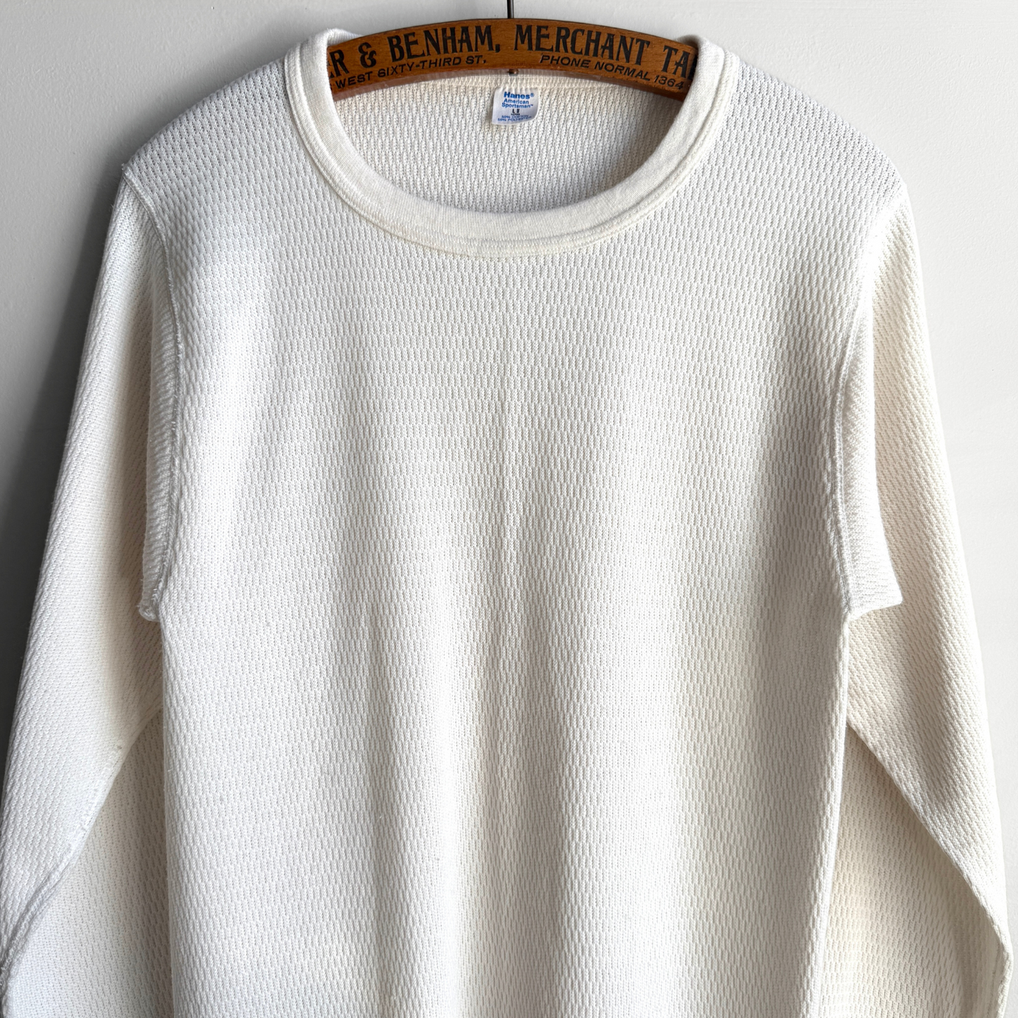 Vintage 1980s White Waffle Knit Thermal Long Sleeve  - Shop ThreadCount Vintage Co.