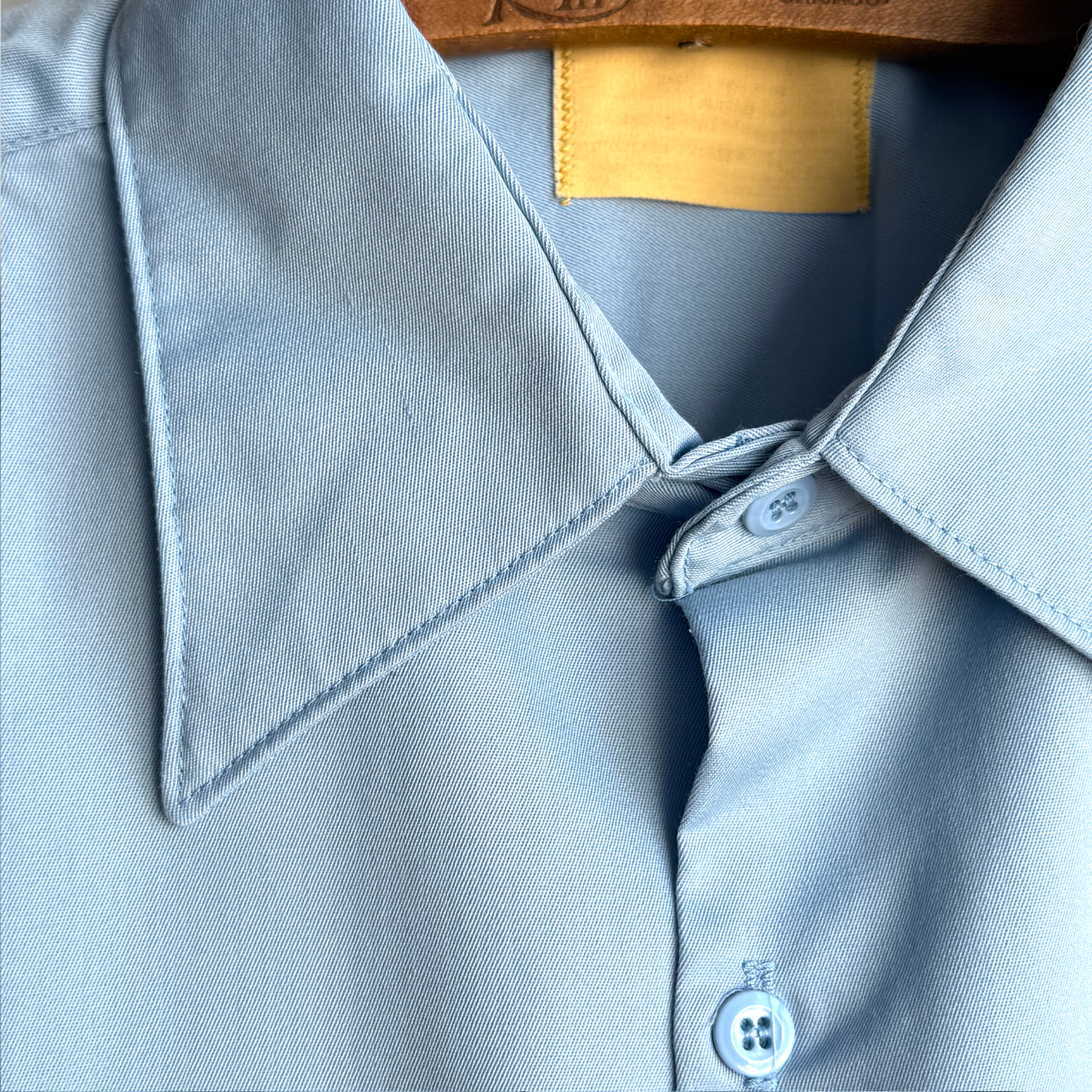 Vintage 1970s Light Blue Perma-Prest Button Up Work Shirt  - Shop ThreadCount Vintage Co.