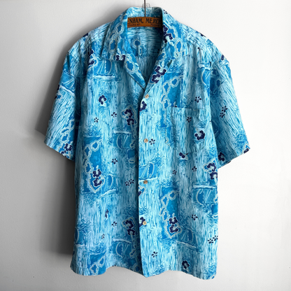 1960s Hawaiian Islands Print Button Up Hawaiian Shirt  - Shop ThreadCount Vintage Co.