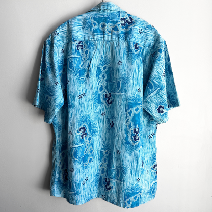 1960s Hawaiian Islands Print Button Up Hawaiian Shirt  - Shop ThreadCount Vintage Co.