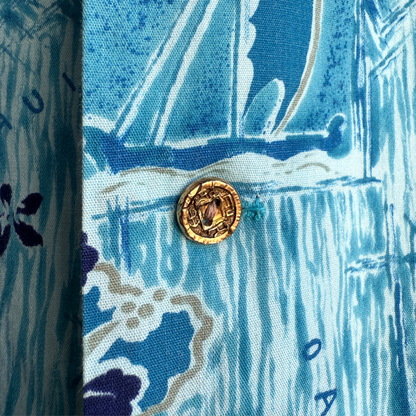 1960s Hawaiian Islands Print Button Up Hawaiian Shirt  - Shop ThreadCount Vintage Co.