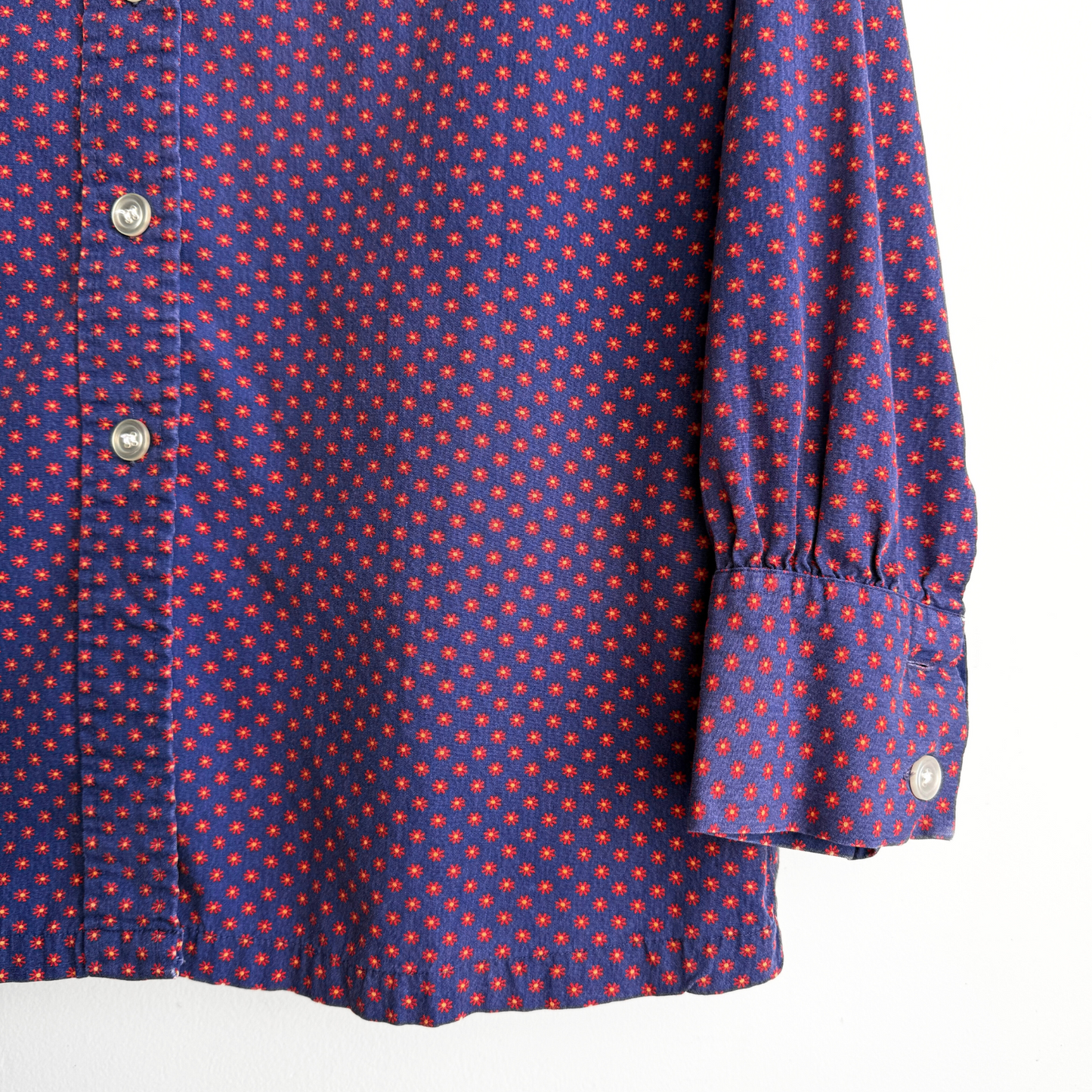 Vintage 1960s Floral Print Dagger Collar Button Up Shirt  - Shop ThreadCount Vintage Co.