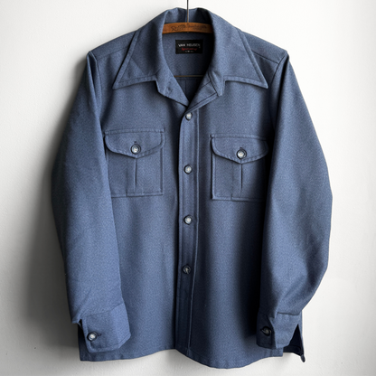 1970s Dark Blue Leisure Suit Jacket  - Shop ThreadCount Vintage Co.