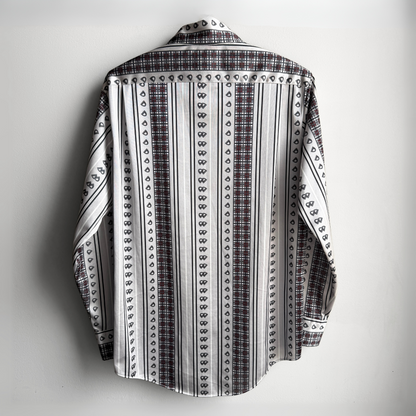 1970s Striped Geometric Pattern Disco Shirt  - Shop ThreadCount Vintage Co.