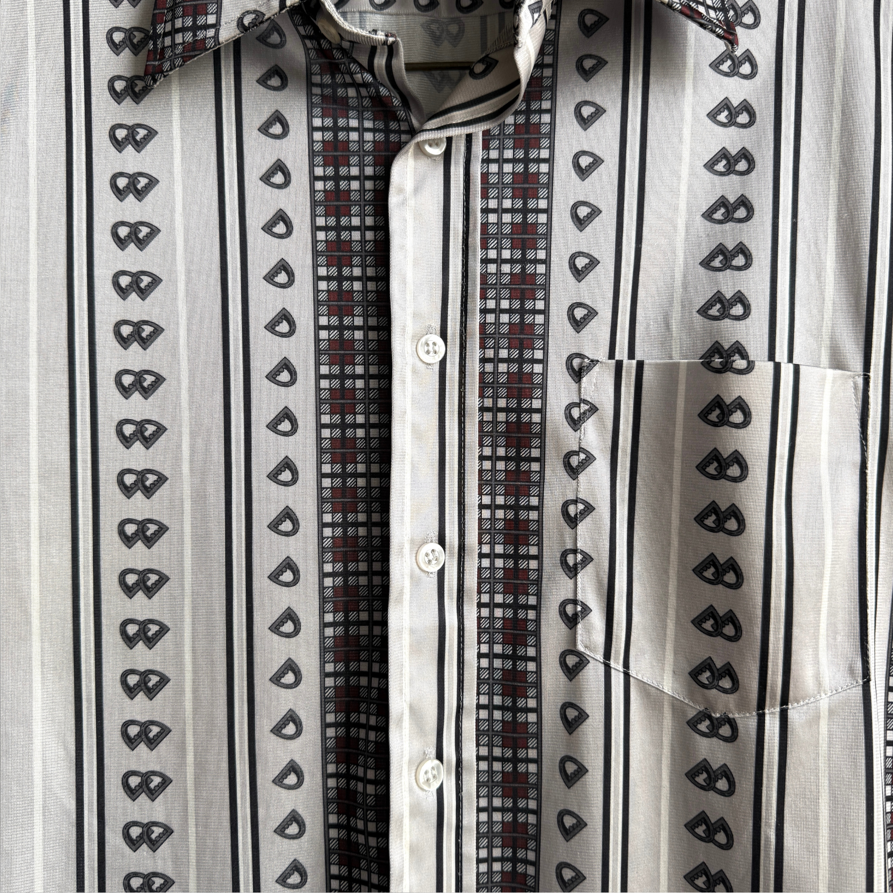 Vintage 1970s Striped Geometric Pattern Disco Shirt  - Shop ThreadCount Vintage Co.