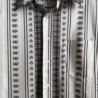 1970s Striped Geometric Pattern Disco Shirt  - Shop ThreadCount Vintage Co.
