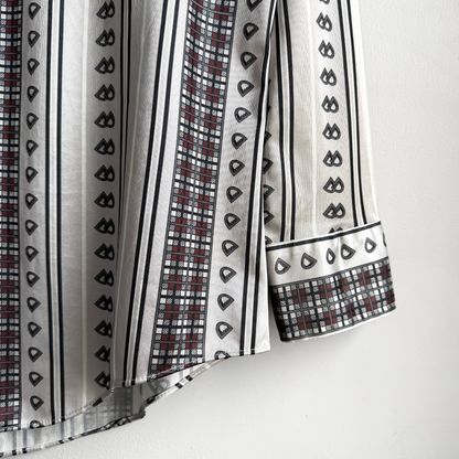 1970s Striped Geometric Pattern Disco Shirt  - Shop ThreadCount Vintage Co.