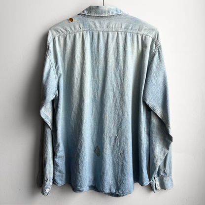 1930s Chambray Cotton Sun Faded Work Shirt  - Shop ThreadCount Vintage Co.