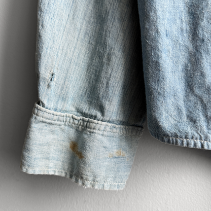 1930s Chambray Cotton Sun Faded Work Shirt  - Shop ThreadCount Vintage Co.