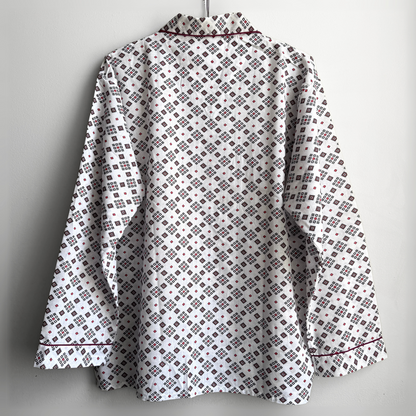 1970s Geometric Print Button Up Pajama Shirt  - Shop ThreadCount Vintage Co.