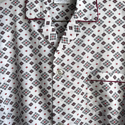 1970s Geometric Print Button Up Pajama Shirt  - Shop ThreadCount Vintage Co.