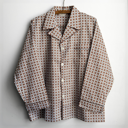 1970s Geometric Print Button Up Pajama Shirt  - Shop ThreadCount Vintage Co.