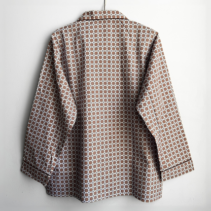 1970s Geometric Print Button Up Pajama Shirt  - Shop ThreadCount Vintage Co.