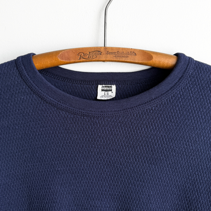 1980s Navy Blue Waffle Knit Thermal Long Sleeve  - Shop ThreadCount Vintage Co.