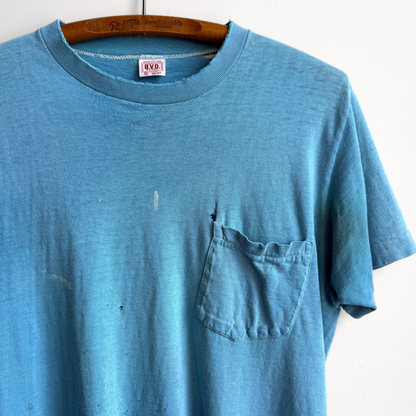 1950s Distressed Blue Selvedge Pocket Tee  - Shop ThreadCount Vintage Co.