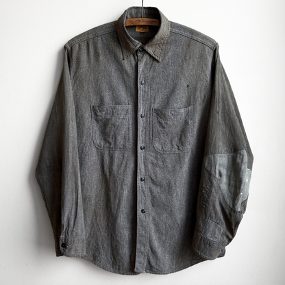 1940s Red Ram Salt & Pepper Repaired Shirt  - Shop ThreadCount Vintage Co.