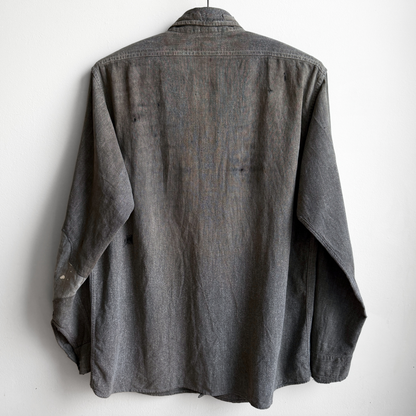 1940s Red Ram Salt & Pepper Repaired Shirt  - Shop ThreadCount Vintage Co.