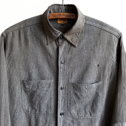 1940s Red Ram Salt & Pepper Repaired Shirt  - Shop ThreadCount Vintage Co.