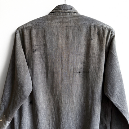 1940s Red Ram Salt & Pepper Repaired Shirt  - Shop ThreadCount Vintage Co.