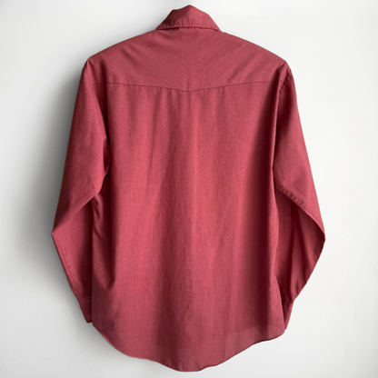 1970s Mahogany Red Western Button Up Dress Shirt  - Shop ThreadCount Vintage Co.