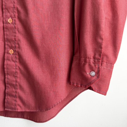 1970s Mahogany Red Western Button Up Dress Shirt  - Shop ThreadCount Vintage Co.