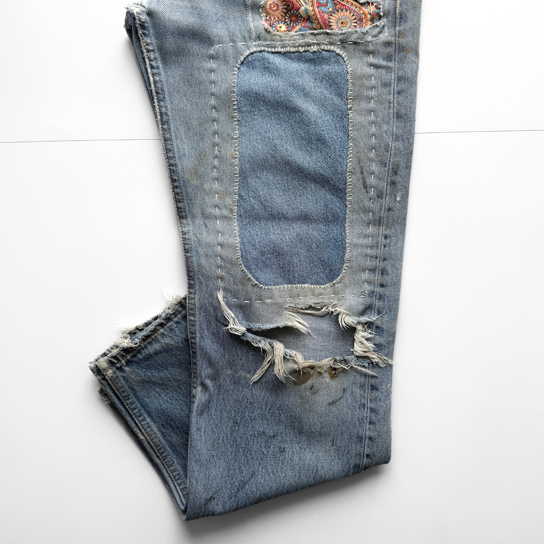 Vintage 1990s Levi's 501XX Custom Patchwork Denim Jeans  - Shop ThreadCount Vintage Co.