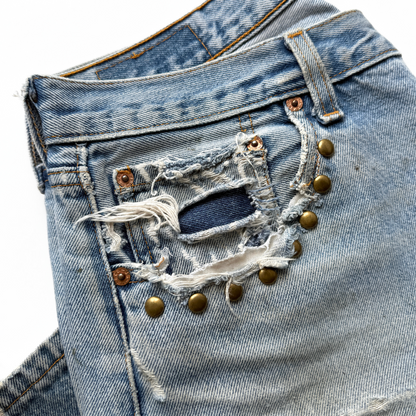 1990s Levi's 501XX Custom Patchwork Denim Jeans  - Shop ThreadCount Vintage Co.