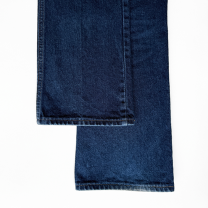 1970s Dark Blue Wash Bootcut Flare Denim Jeans  - Shop ThreadCount Vintage Co.