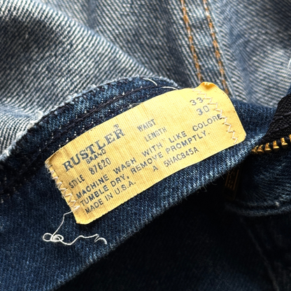 1970s Dark Blue Wash Bootcut Flare Denim Jeans  - Shop ThreadCount Vintage Co.