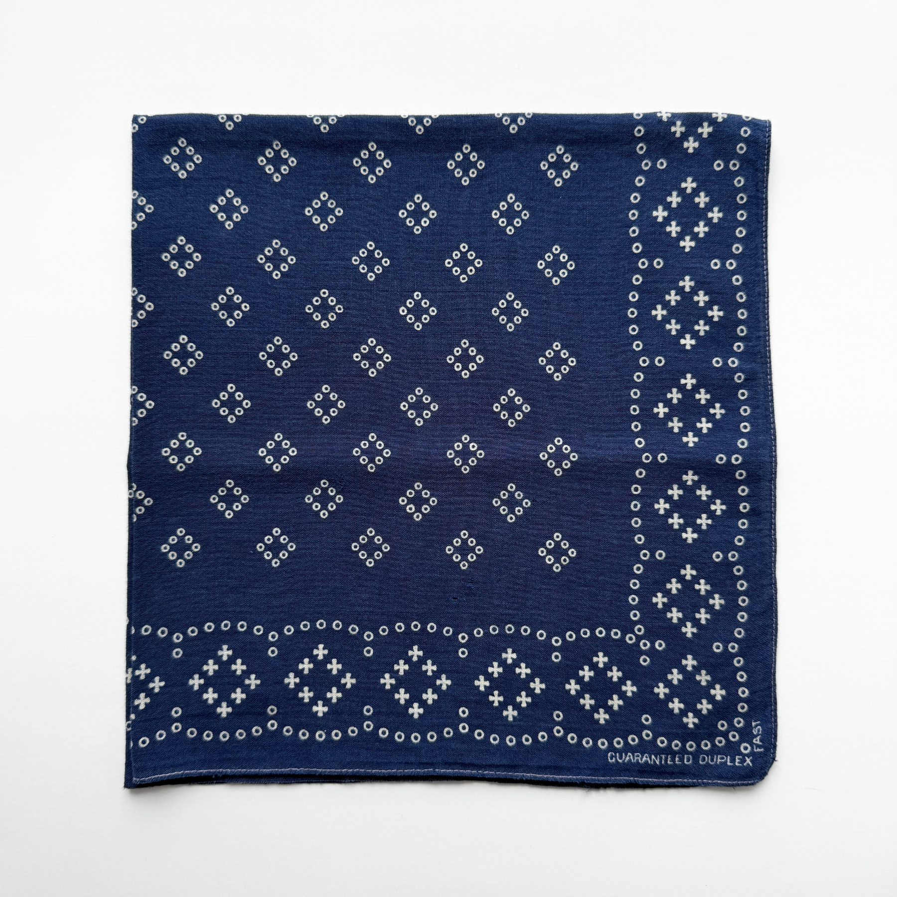 1950s Guaranteed Duplex Fast Blue Cotton Bandana  - Shop ThreadCount Vintage Co.
