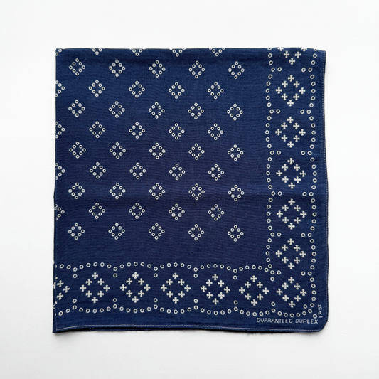1950s Guaranteed Duplex Fast Blue Cotton Bandana  - Shop ThreadCount Vintage Co.